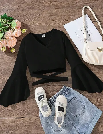 Top Shein Kids, negru Negru