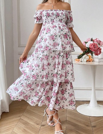 Rochie lunga SHEIN Maternity, floral print