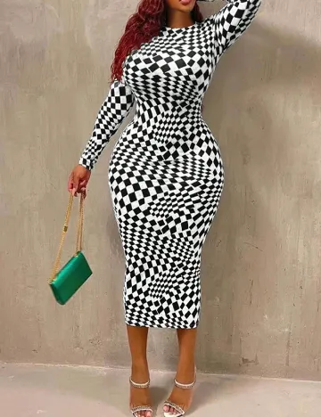 Rochie medie SHEIN CURVE, alb/negru Alb