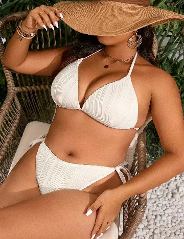 Costum de baie SHEIN CURVE, ecru Alb