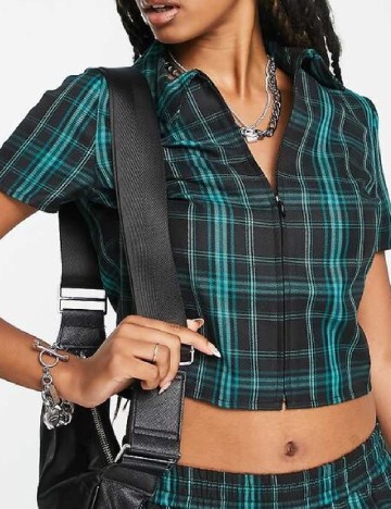 Camasa COLLUSION, negru/verde