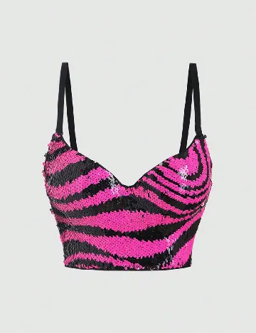 Top SHEIN, negru/roz Roz