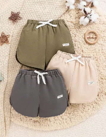 Set Pantaloni scurti 3 bucati Shein Kids, mix culori Mix culori