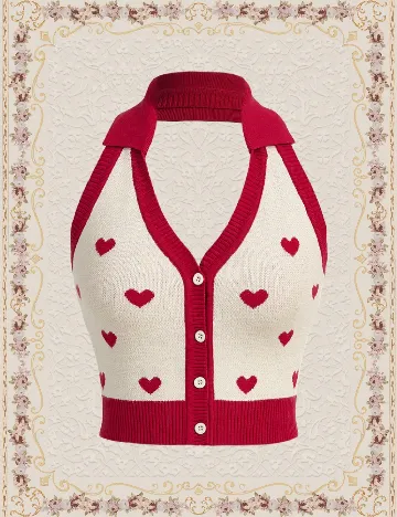 Top SHEIN, crem/rosu Crem