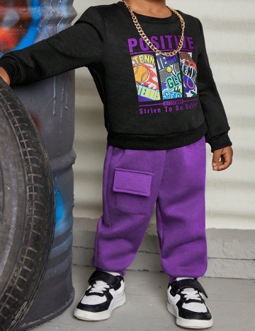 Compleu Shein Kids, mov/negru