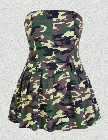 Rochie scurta SHEIN CURVE, verde/maro Verde