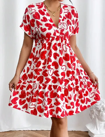 Rochie scurta SHEIN, rosu/alb Rosu