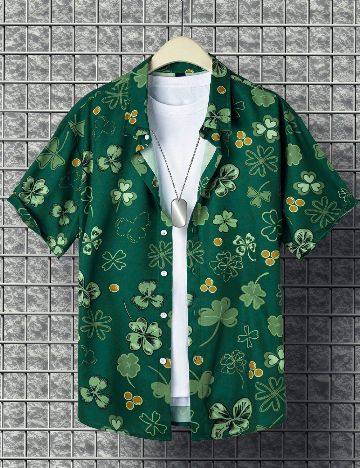 Camasa SHEIN Plus Size Men, verde