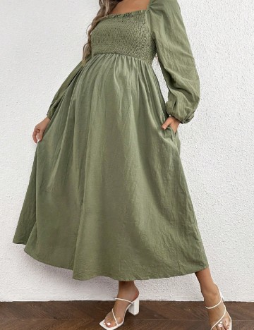 Rochie lunga SHEIN Maternity, verde