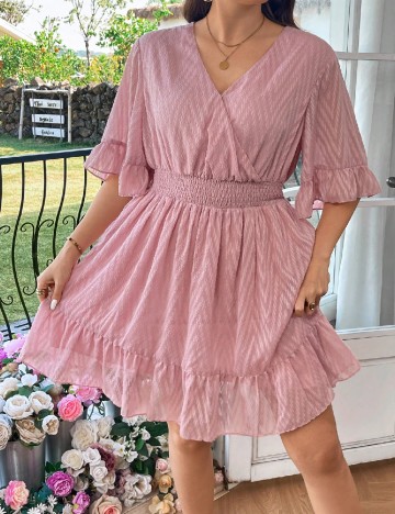 Rochie scurta SHEIN CURVE, roz