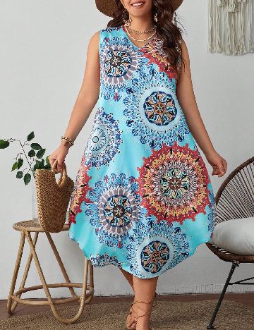 Rochie medie SHEIN CURVE, albastru
