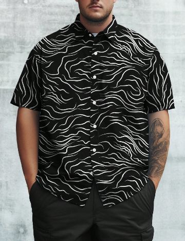 Camasa SHEIN Plus Size Men, negru