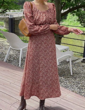 Rochie medie Dazy, maro