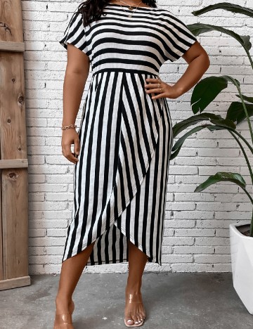 Rochie medie SHEIN CURVE, negru/alb