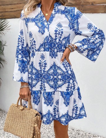 Rochie scurta SHEIN, alb/albastru