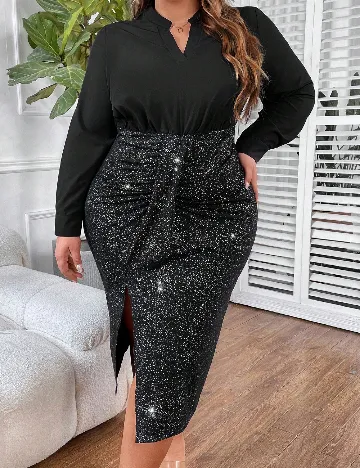 Rochie medie SHEIN CURVE, negru Negru