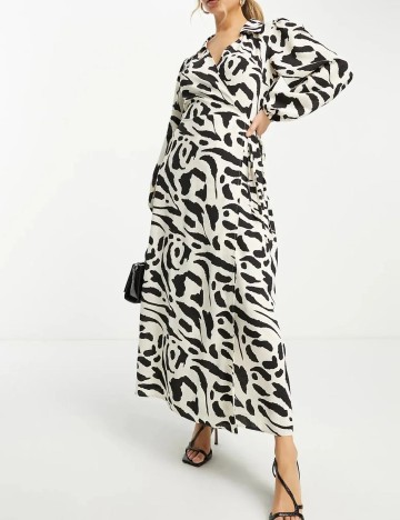 Rochie lunga ASOS, alb/negru