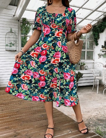Rochie medie SHEIN CURVE, floral print