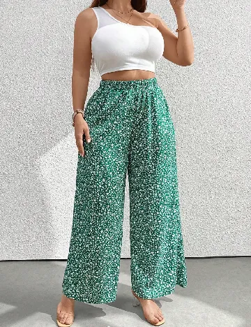 Compleu SHEIN CURVE, alb/verde Verde
