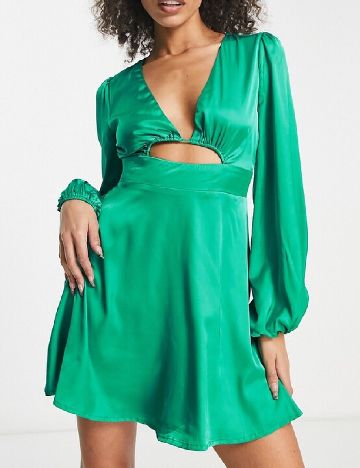 Rochie scurta Parallel Lines, verde