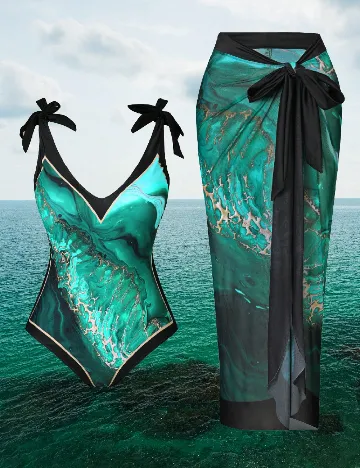 Costum de baie SHEIN CURVE, turcoaz Verde