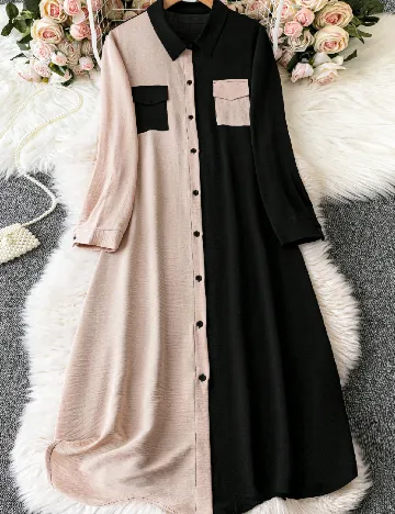 Rochie medie SHEIN CURVE, negru/crem Negru