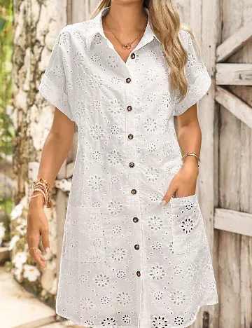 Rochie scurta Emery Rose, alb Alb