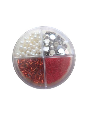 Set margele pentru crearea de bijuterii artistice Hobby Flora, rosu/alb