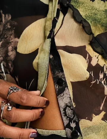 Camasa ASOS, negru/verde Negru