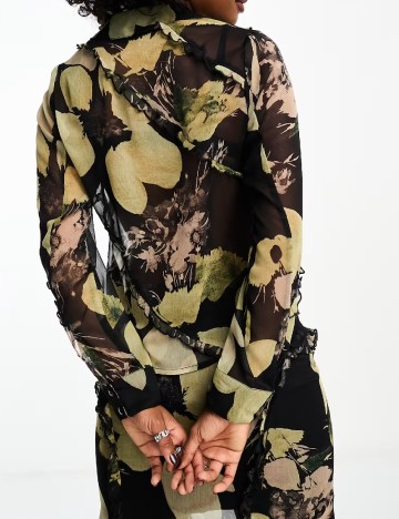 Camasa ASOS, negru/verde