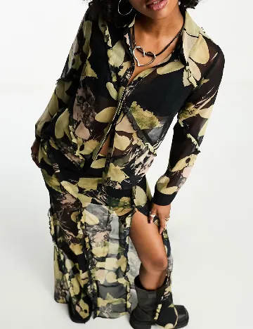 Camasa ASOS, negru/verde Negru