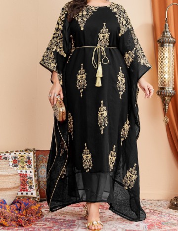 Rochie lunga SHEIN CURVE, negru/crem
