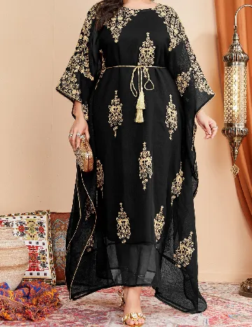 Rochie lunga SHEIN CURVE, negru/crem Negru