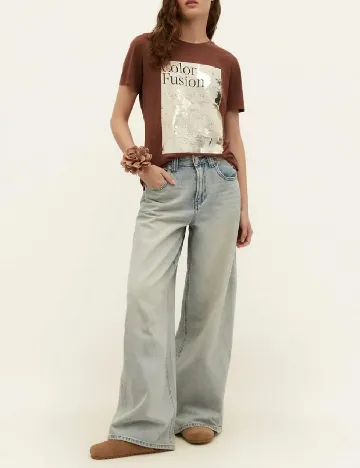 Tricou Oversize Stradivarius, maro Maro