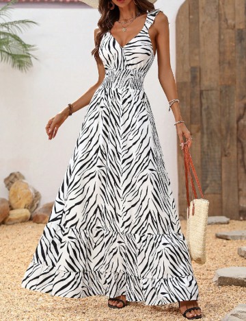 Rochie lunga SHEIN, alb/negru