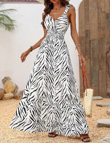 Rochie lunga SHEIN, alb/negru Alb