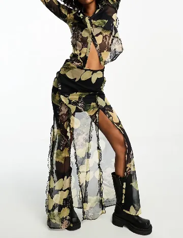 Fusta ASOS, negru/verde Negru