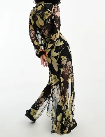 Fusta ASOS, negru/verde Negru