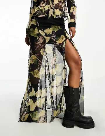 Fusta ASOS, negru/verde Negru