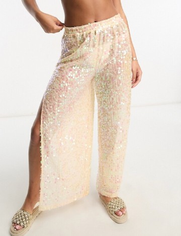 Pantaloni de plaja Miss Selfridge, crem