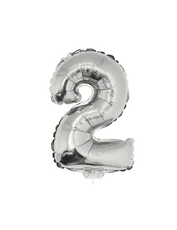 Balon folie cifra 2, argintiu Gri