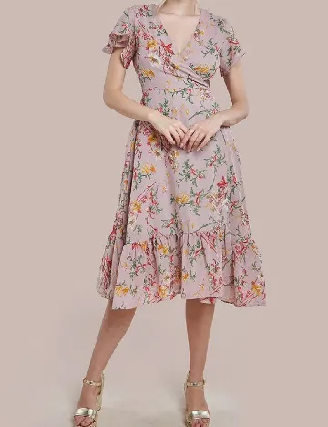 Rochie medie Goddiva, roz pudra Roz