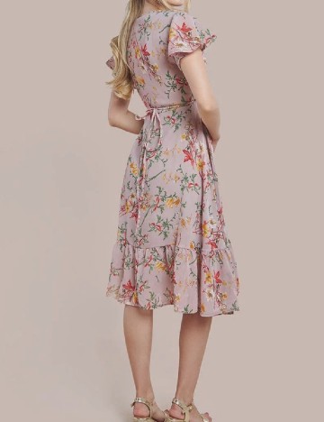 Rochie medie Goddiva, roz pudra
