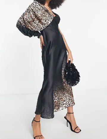 Rochie lunga ASOS, animal print/negru Negru
