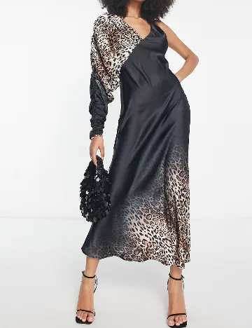 Rochie lunga ASOS, animal print/negru Negru