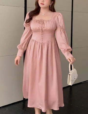 Rochie lunga Dazy Plus Size, roz pal Roz