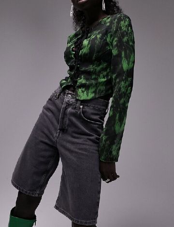 Bluza Top Shop, negru/verde