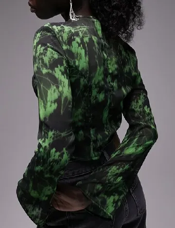 Bluza Top Shop, negru/verde Verde