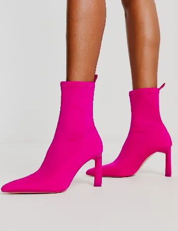 Botine Stradivarius, fucsia Roz
