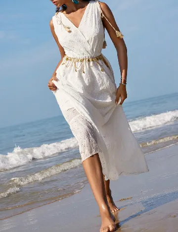 Rochie lunga Anewsta, alb Alb